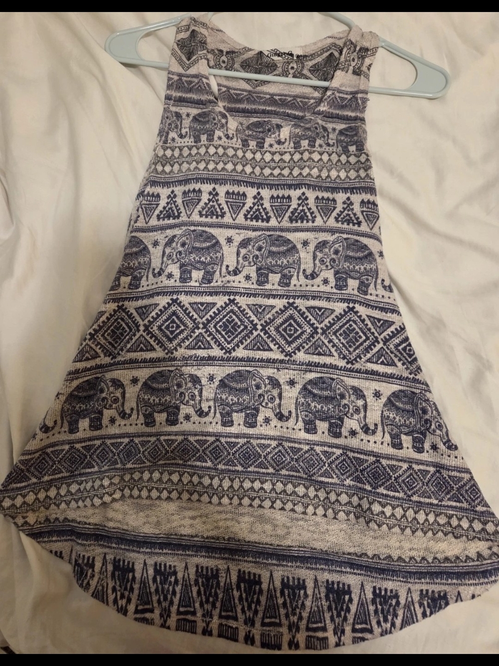 Ginger G Cream and Navy Elephant Print Racerback Tank